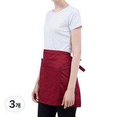 廚師短版圍裙, 紅色, 3個