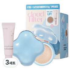 에뛰드 클라우드 필터 쿠션 15g + 리필 15g + 님프 광채 볼류머 8g 세트, 17호 페어, 3세트
