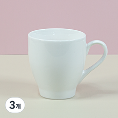 Heal 亮面馬克杯 360ml, 3個, 白色