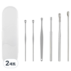 바움미루 고급 귀이개 6종 실버 + 무지박스 세트 M, 2세트