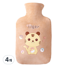 라이프팝 캐릭터 극세사 보냉 보온 물주머니 브라운타이거 2000ml, 4개