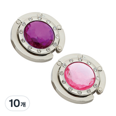 Life Plus 水晶閃亮便攜式掛包鉤, 薰衣草紫 + 愛戀粉, 10個