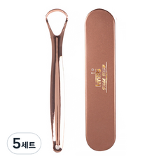 알럽홈 구취제거 스테인레스 혀 클리너 오픈골드 + 케이스, 5세트
