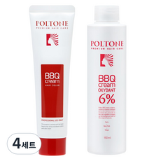 폴톤 BBQ 크림 150ml + 옥시던트 6% 산화제 150ml 세트, 7GY 새치를 위한 노랑빛 밝은 황갈색, 4세트