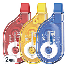 델리 스트롱 수정테이프 5mm x 6m 3종 세트, 옐로우, 레드, 네이비, 2세트