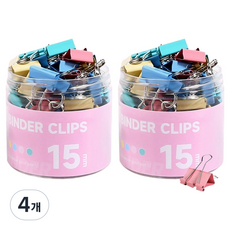 동아피엠에스 서류집게 더블클립 컬러혼합 15mm, 4개, 60개입, 미니