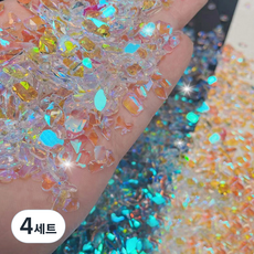 Allida Glass Ice Nail Beam Jewel Parts 綜合 100p 套組, 玻璃, 4組