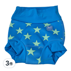 Splash About 潑寶 Brand New Happy Nappy 3D加強版 游泳尿布褲 L 活力滿天星/海藍, 3件