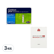 컨투어 플러스 혈당시험지 100p + 바른케어 채혈침 30G 100p, 3세트