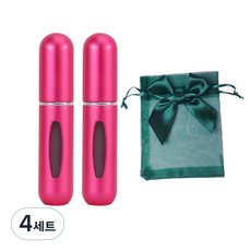 ajj 휴대용 향수 공병 5ml x 2p + 파우치 세트, 4세트, 02 로즈 레드