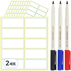 防水冰箱標籤紙 100張 + 油性筆 3支, 油性筆(黑色, 紅色, 藍色), 標籤紙(單一顏色), 2套