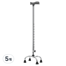 글로어스 휴대용 어르신 높이조절 큰 네발 지팡이 ONE SIZE, 5개