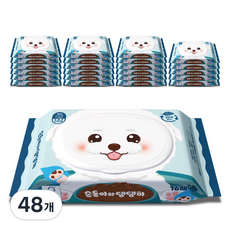 순둥이와 댕댕이 반려동물 중성 물티슈 휴대 캡형, 16개입, 48개