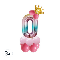 윰스 크라운 스탠드 DIY숫자풍선 115cm, 숫자0, 3개