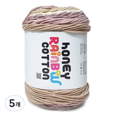 니뜨 허니 레인보우 코튼 뜨개실 100g, 5개, 517인디핑크베이지