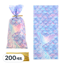 ABM 美人魚禮物包裝袋 + 綁繩套組, 200套, 混合顏色