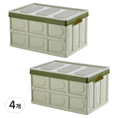윰스 정리정돈 휴대용 공간활용 폴딩박스, 카키, 4개