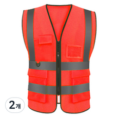 口袋型網眼工作安全背心 橘色, 2個