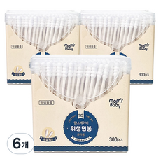 mom's baby 幼兒用螺旋棉花棒, 300支, 6盒