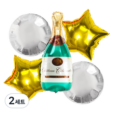 Party Pang 香檳瓶花束 單包裝 LOVE鋁箔氣球 5入組, 綠色, 2套