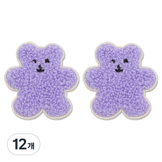 동대문단추왕 열접착식 자수 동물 보슬이젤리곰 와펜 패치, 퍼플, 12개