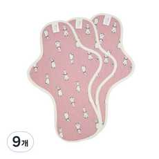 eechae 粉色兔子棉布衛生棉, 1入, 9個, 大型