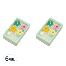 콩 더블플라워 콘택트렌즈 케이스 2p 세트, 그린, 6세트