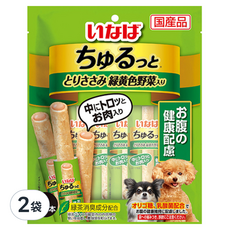 INABA 汪啾嚕肉泥捲心條 犬用 腸胃保健配方, 雞肉 + 綜合蔬菜, 2袋