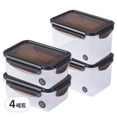 나누담 클래식 밀폐용기 세트, 4세트, 2000ml 높은형 x 2p + 700ml x 2p