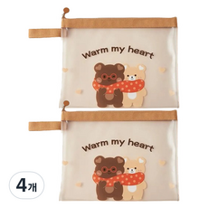 마켓감성 큐티곰 일러스트 시험지 파우치 A4, 겨울곰, 4개