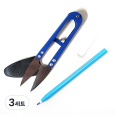 동대문단추왕 칼라 쪽가위 + 차코 수성펜 세트, 랜덤발송(쪽가위), 블루(수성펜), 3세트