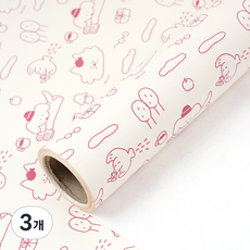 뭉구 보바 포인트 항균 종이 롤 포장지 10m, 칠리, 3개