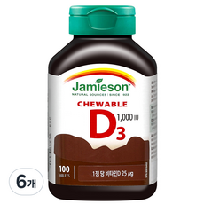 자미에슨 츄어블 비타민D 초콜릿, 100정, 6개