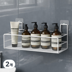 한봄누리 무타공 벽걸이 다용도 그물 선반, 화이트, 2개