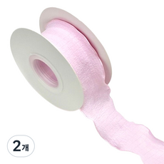 Inp 滌綸皺褶緞帶 40mm, 2個, 9m, 淺粉色