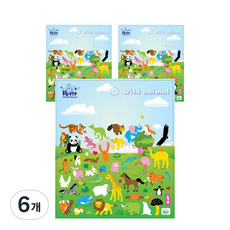 쁘띠팬시 푹신 빅스티커 DA5313, 와일드애니멀, 6개