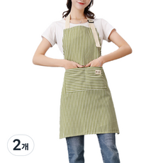 아메리칸로드 파스텔 스트라이프 원피스형 앞치마 RK2330, 2개, 그린