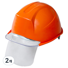동명 건설현장 공사장 머리보호 ABE 신투구형 투명창 보안경 안전모 오렌지, 2개