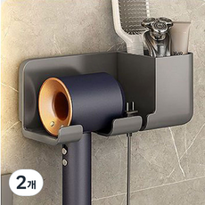 Lebenpick 免鑽孔浴室吹風機架 23.1 x 9.5 x 8.8 cm, 灰色, 2個