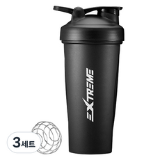익스트림 쉐이커 보틀 + 블렌더 볼 세트, 블랙, 3세트 블랙, 3세트