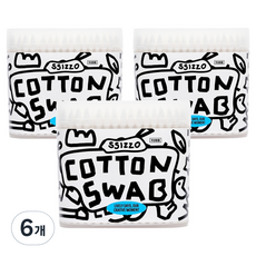 SSIZZO Twin Dual Clean 雙頭衛生紙軸棉花棒, 6個, 200入