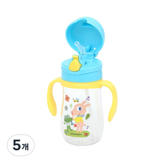 굴리굴리 원터치 양손빨대 물통 PM129, 혼합색상, 5개, 350ml