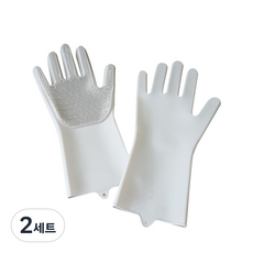 風矽膠菜瓜布手套, 灰色, 2組