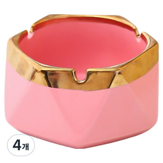 캐시리치 컬러 디자인 재떨이 11.6 x 5.8 cm, 핑크 + 골드, 4개