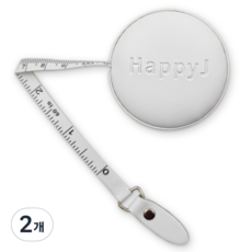 Happyj 攜帶型迷你圓形皮革捲尺 白色, 1.5m, 2個