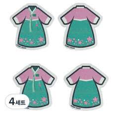 써니엔조이 제로웨이스트 셀룰로오스 초록치마 한복 수세미 2종 세트, 4세트