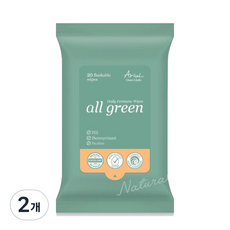 AriuL 艾藜兒 女士清潔濕紙巾隨身包 20抽, 108g, 2包