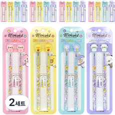Popcorn Fancy Mokuku 公仔卡式鉛筆 4種 x 5p 組, 粉紅色, 黃色, 紫色, 薄荷綠, 2套