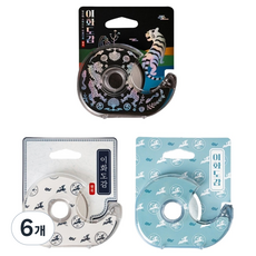 이화도감 대용량 문구테이프 18mm x 30m 3종 커터 3종, 혼합색상, 6개