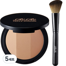 RiRe 三色修容餅+修容刷, 淺米色&深米色&棕色, 5組